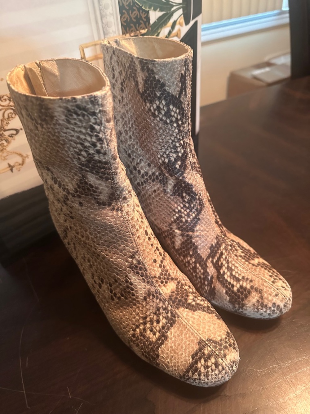 Free People Tan and Brown Snakeskin Ankle Boots - Picture 2 of 12